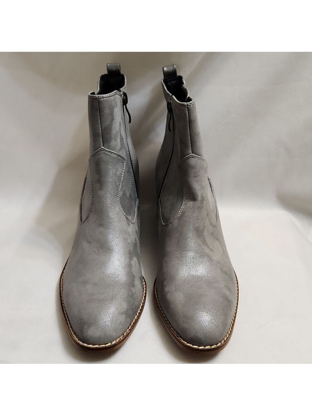 Boutique by Corkys Starboard Metallic Gray Heeled Western Ankle Boots (W Size 8)